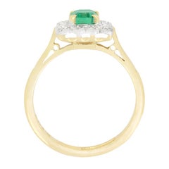 Vintage 0.60ct Emerald and Diamond Cluster Ring, c.1950s