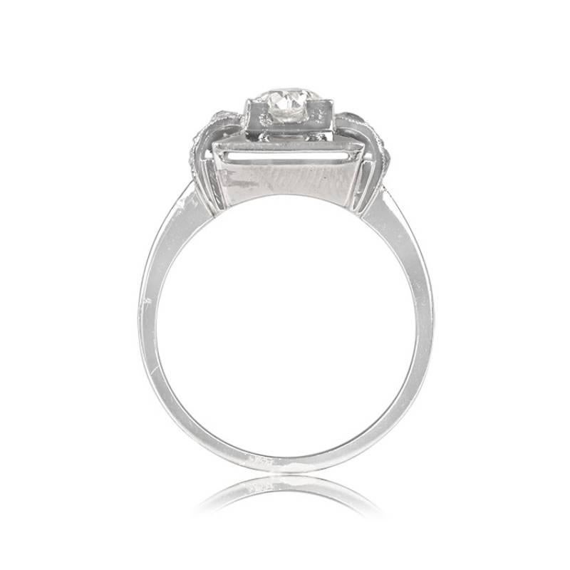 Vintage 0.60ct Old European Cut Diamond Engagement Ring, Platinum In Excellent Condition For Sale In New York, NY