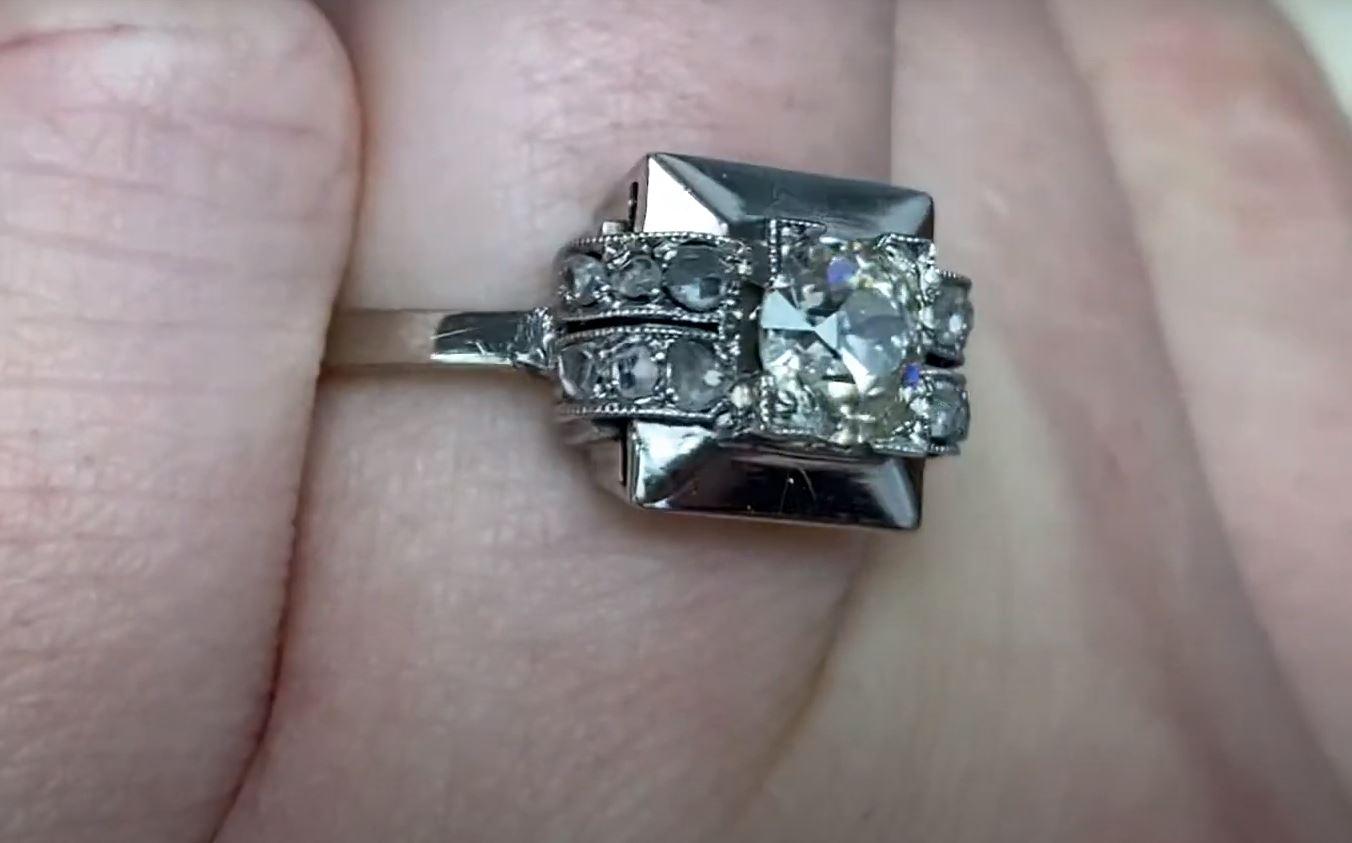 Vintage 0.60ct Old European Cut Diamond Engagement Ring, Platinum For Sale 1