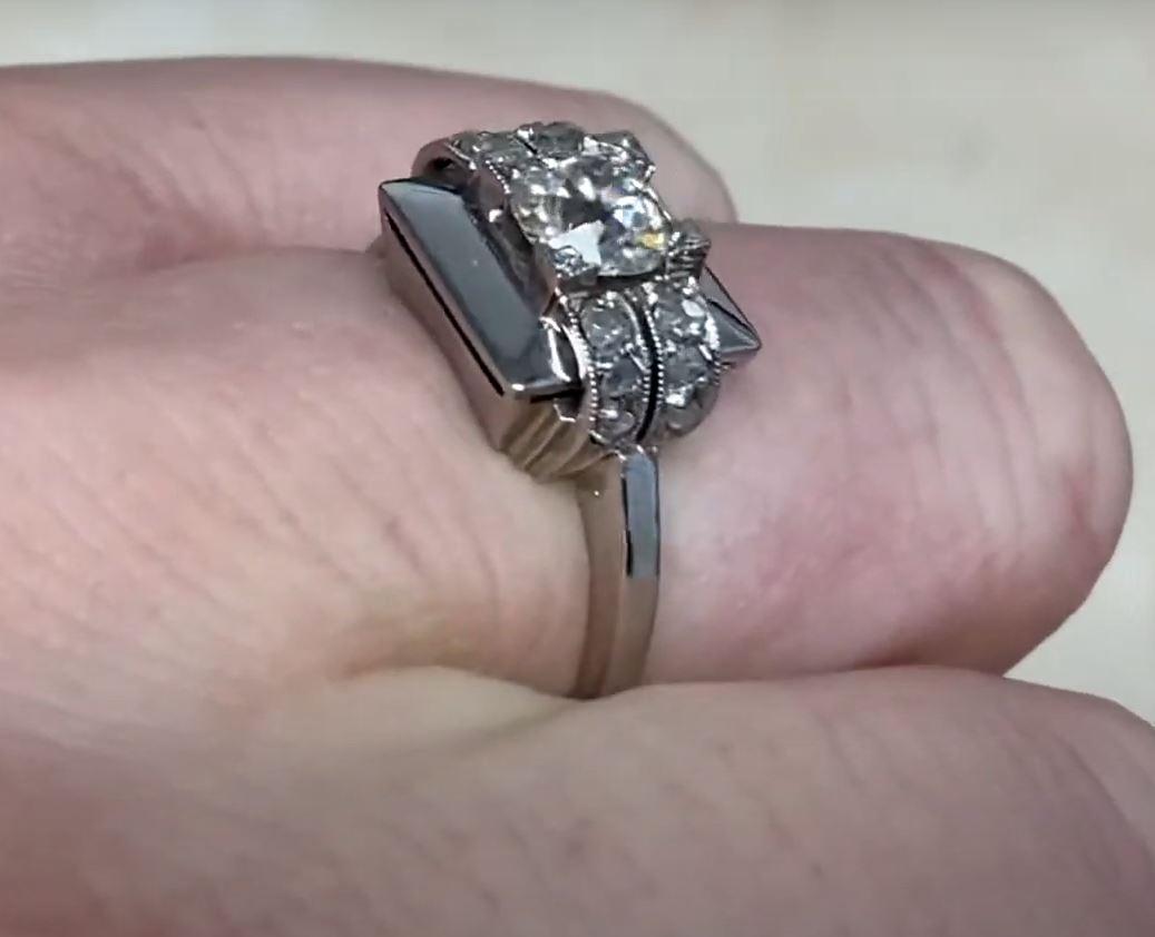 Vintage 0.60ct Old European Cut Diamond Engagement Ring, Platinum For Sale 2