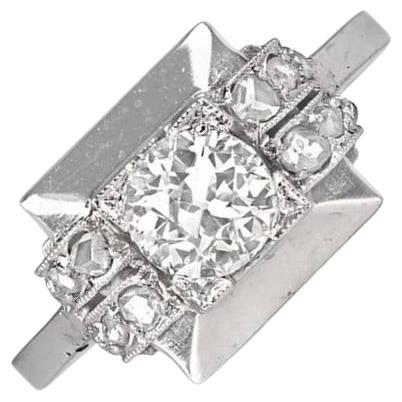 Vintage 0.60ct Old European Cut Diamond Engagement Ring, Platinum For Sale