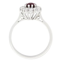 Vintage 0.60ct Ruby and Diamond Cluster Ring, hallmarked 1973