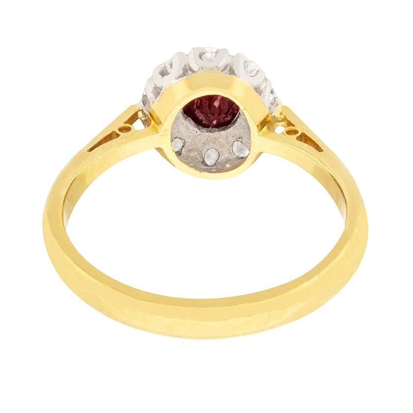 Old Mine Cut Vintage 0.60 Carat Ruby and Diamond Ring, circa 1950s For Sale