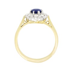 Vintage 0.60ct Sapphire and Diamond Cluster Ring, hallmarked 1987