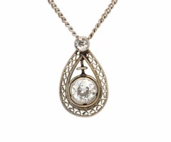 Vintage 0.60CTW Diamond Pendant Necklace 14K White Gold