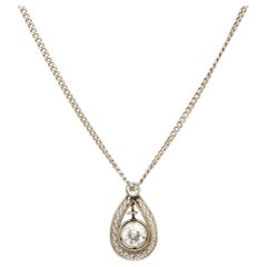 Vintage 0.60CTW Diamond Pendant Necklace 14K White Gold