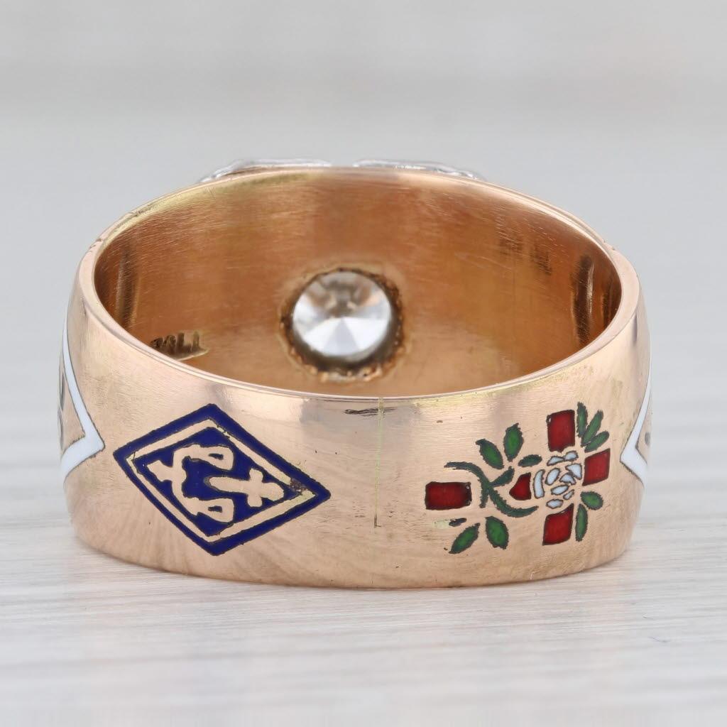 Vintage 0,62ct Diamant Scottish Rite Eagle Ring 14k Gold Palladium Masonic Sz 9 Herren im Angebot