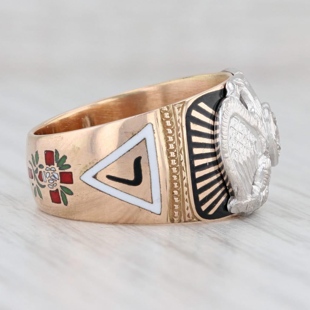 Vintage 0,62ct Diamant Scottish Rite Eagle Ring 14k Gold Palladium Masonic Sz 9 im Angebot 1