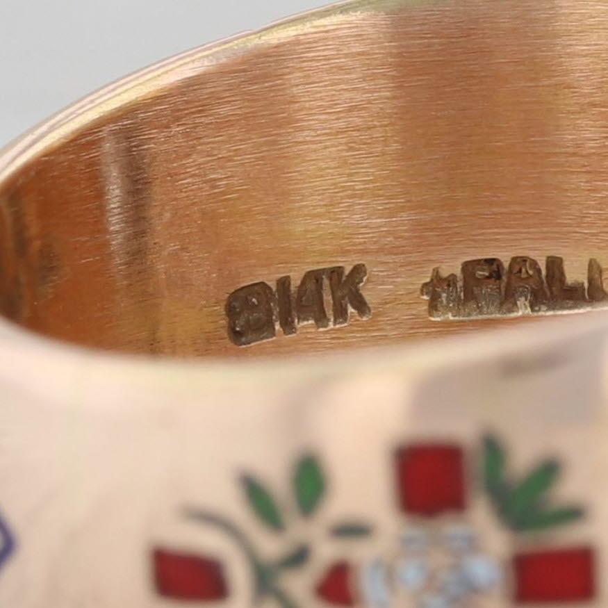 Vintage 0,62ct Diamant Scottish Rite Eagle Ring 14k Gold Palladium Masonic Sz 9 im Angebot 2