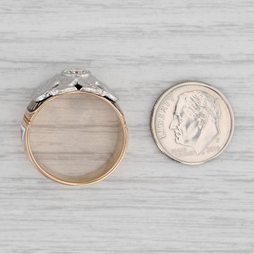 Vintage 0,62ct Diamant Scottish Rite Eagle Ring 14k Gold Palladium Masonic Sz 9 im Angebot 3