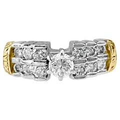 Vintage 0.63 Carat Two Tone Diamond 14K Gold Engagement Ring