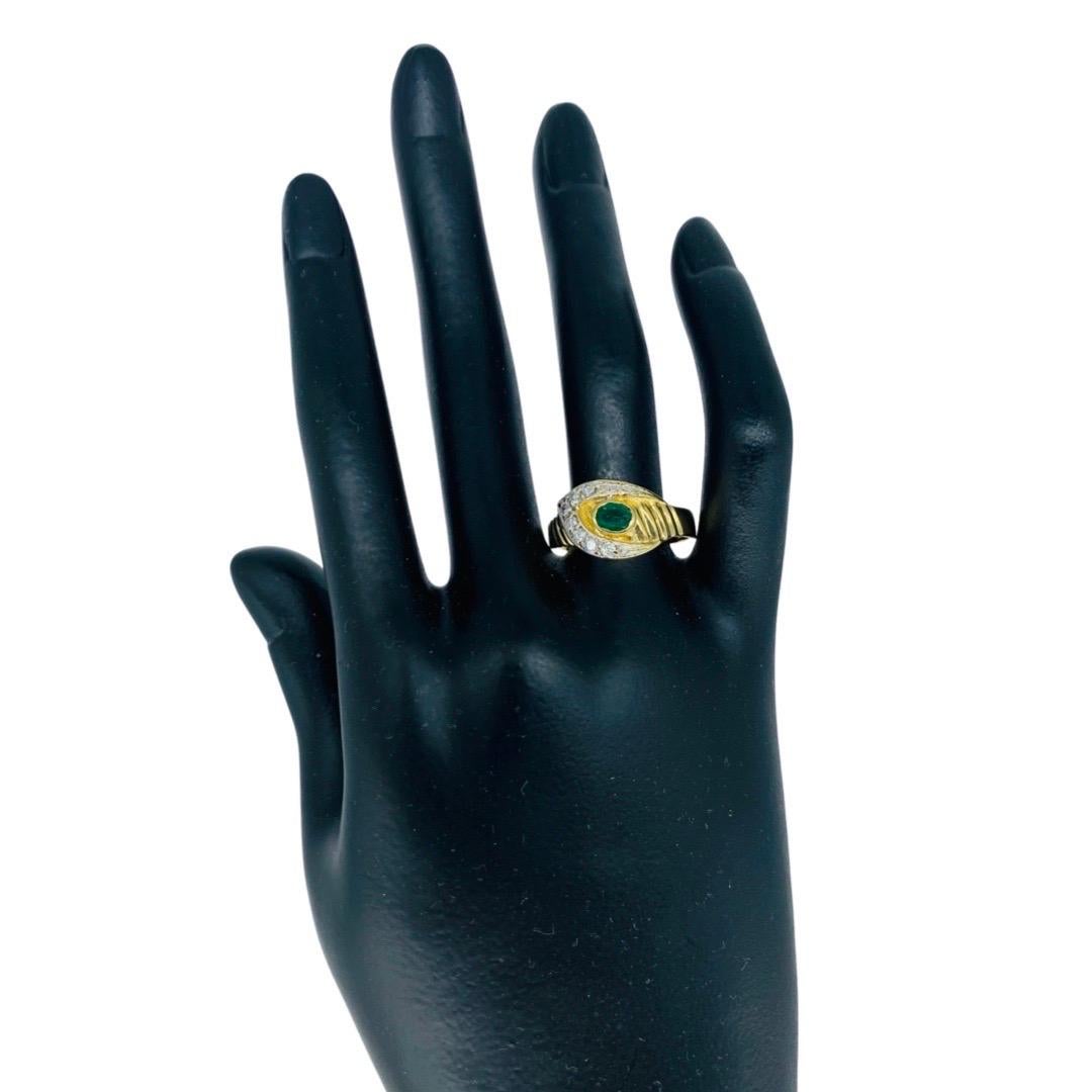 Gürtel-Cluster-Ring, 0,63 Gesamtkaratgewicht Smaragd und Diamanten 14k Damen im Angebot