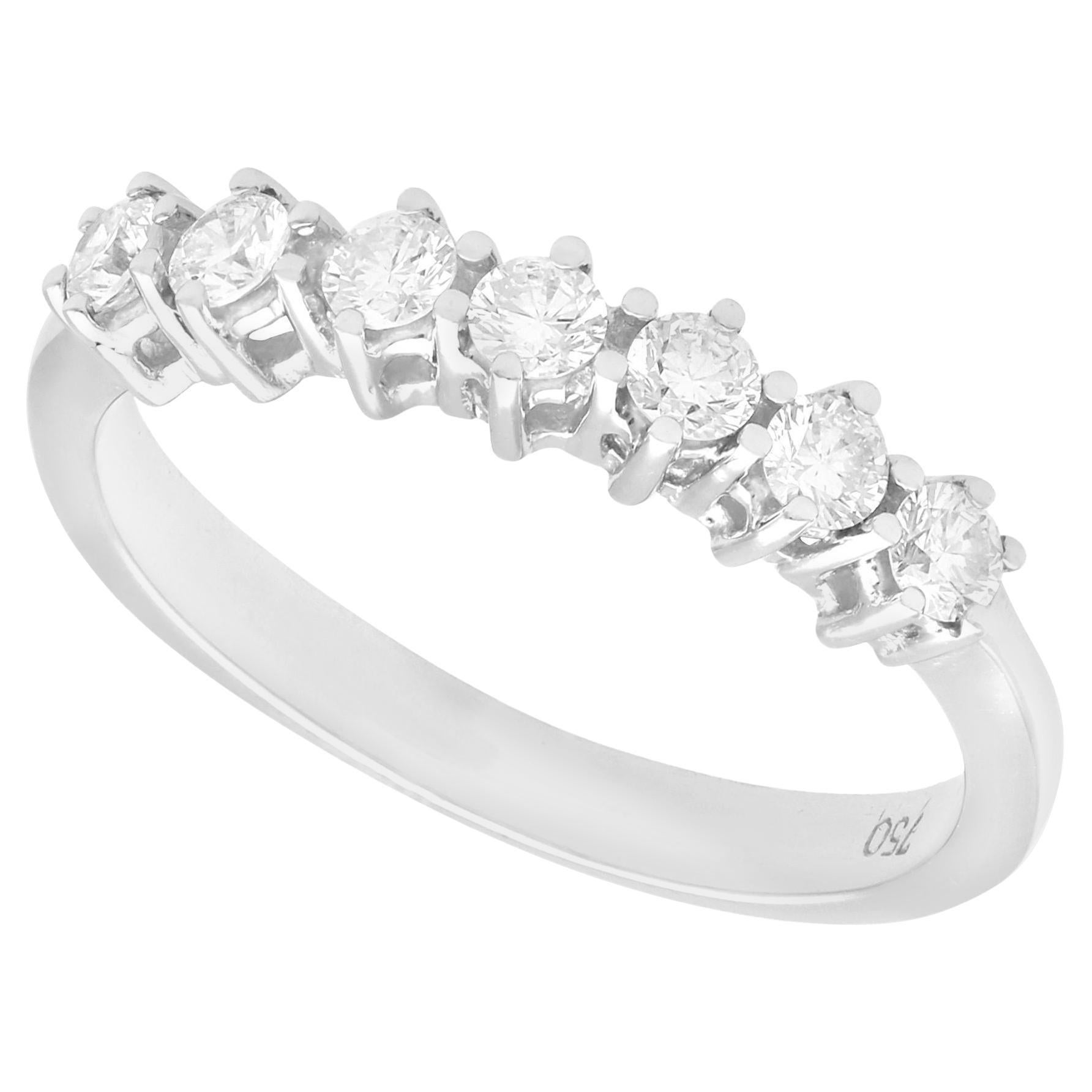 Vintage 0.63ct Diamond Seven Stone Ring in 18k White Gold, Circa 1990 For Sale