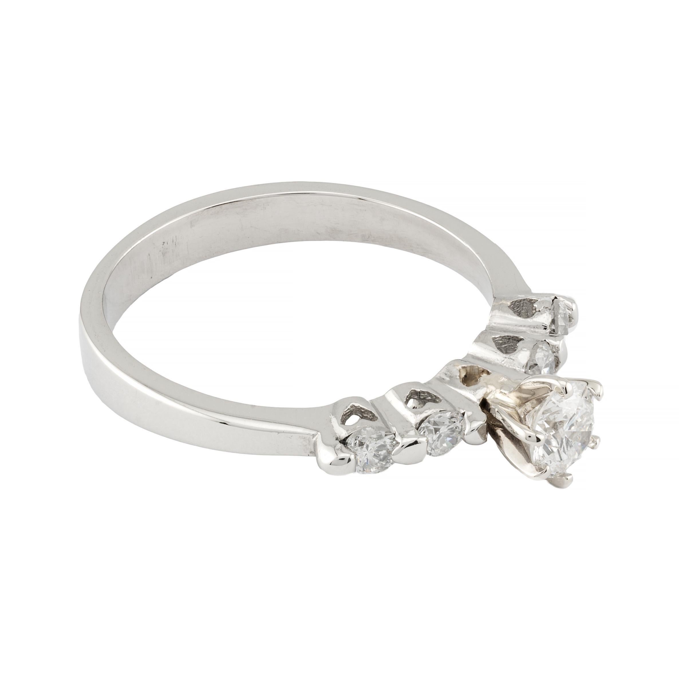Brilliant Cut Vintage 0.64ctw Diamond Engagement Ring in Platinum For Sale