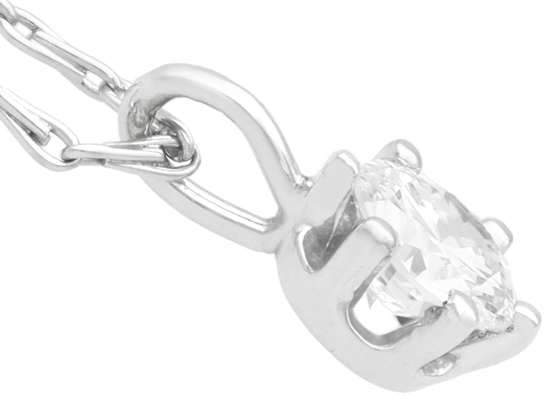Women's or Men's Vintage 0.65 Carat Diamond and White Gold Solitaire Pendant For Sale