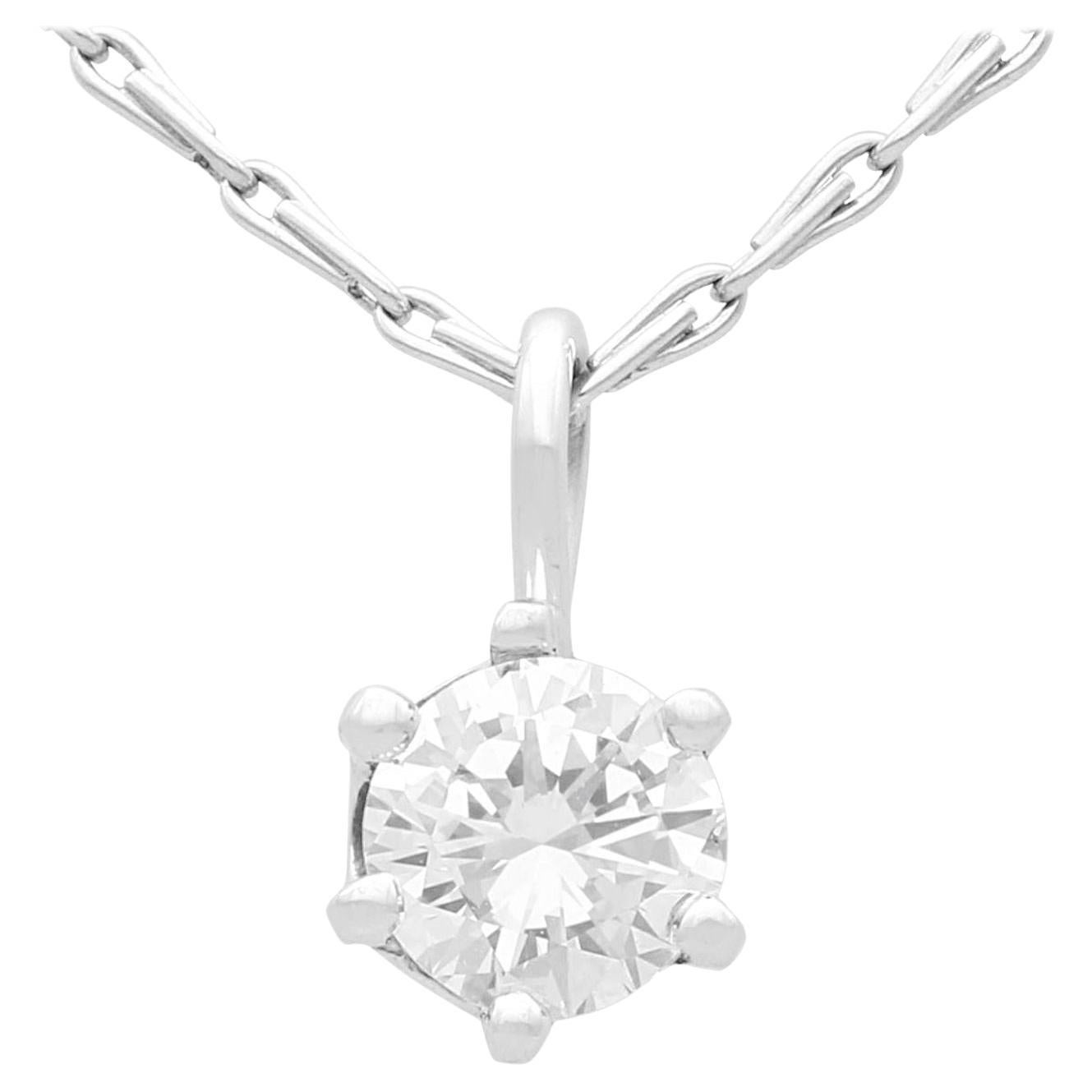 Vintage 0.65 Carat Diamond and White Gold Solitaire Pendant