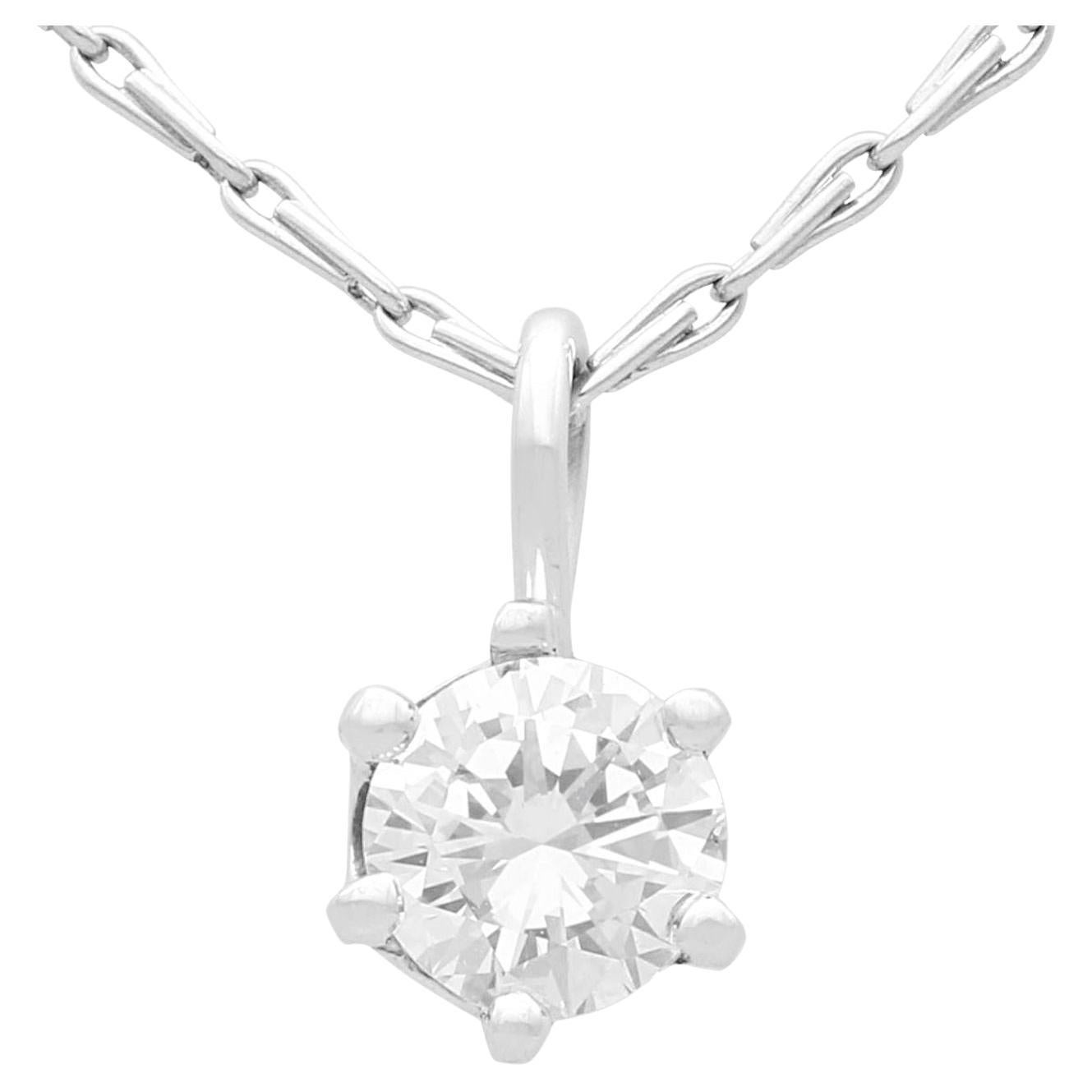 Vintage 0.65 Carat Diamond and White Gold Solitaire Pendant For Sale