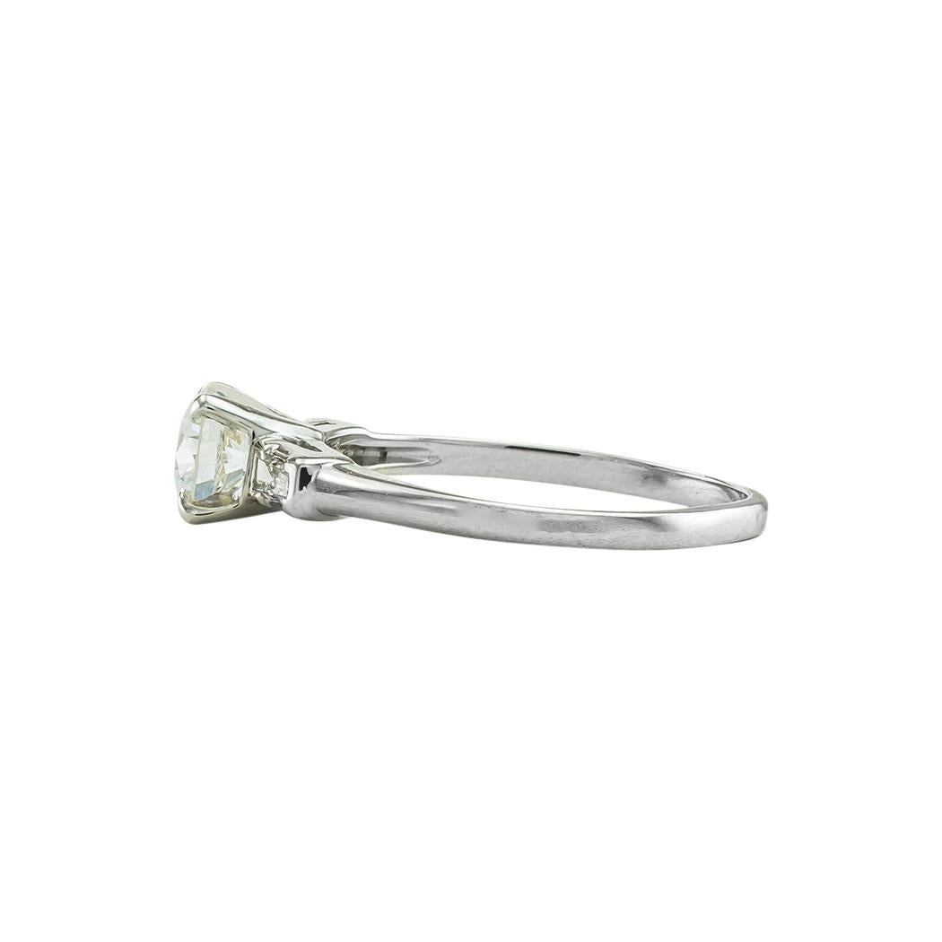 Round Cut Vintage 0.65 Carat Diamond Platinum Solitaire Engagement Ring For Sale