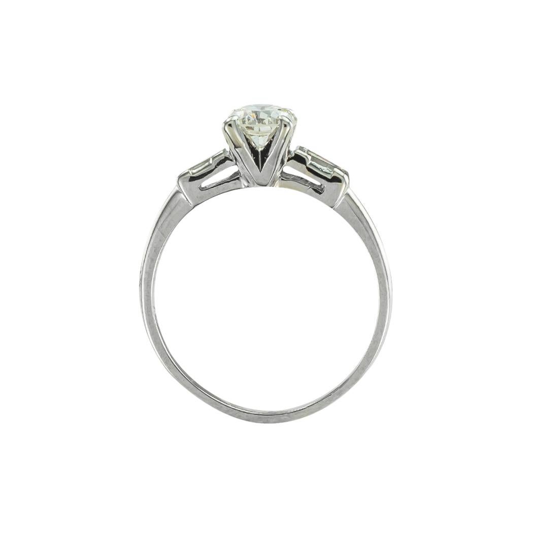 Vintage 0.65 Carat Diamond Platinum Solitaire Engagement Ring In Good Condition For Sale In Los Angeles, CA