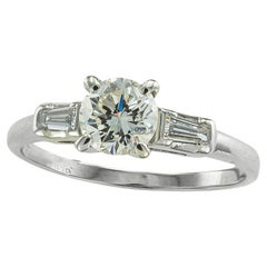 Bague de fiançailles solitaire vintage en platine avec diamants de 0,65 carat