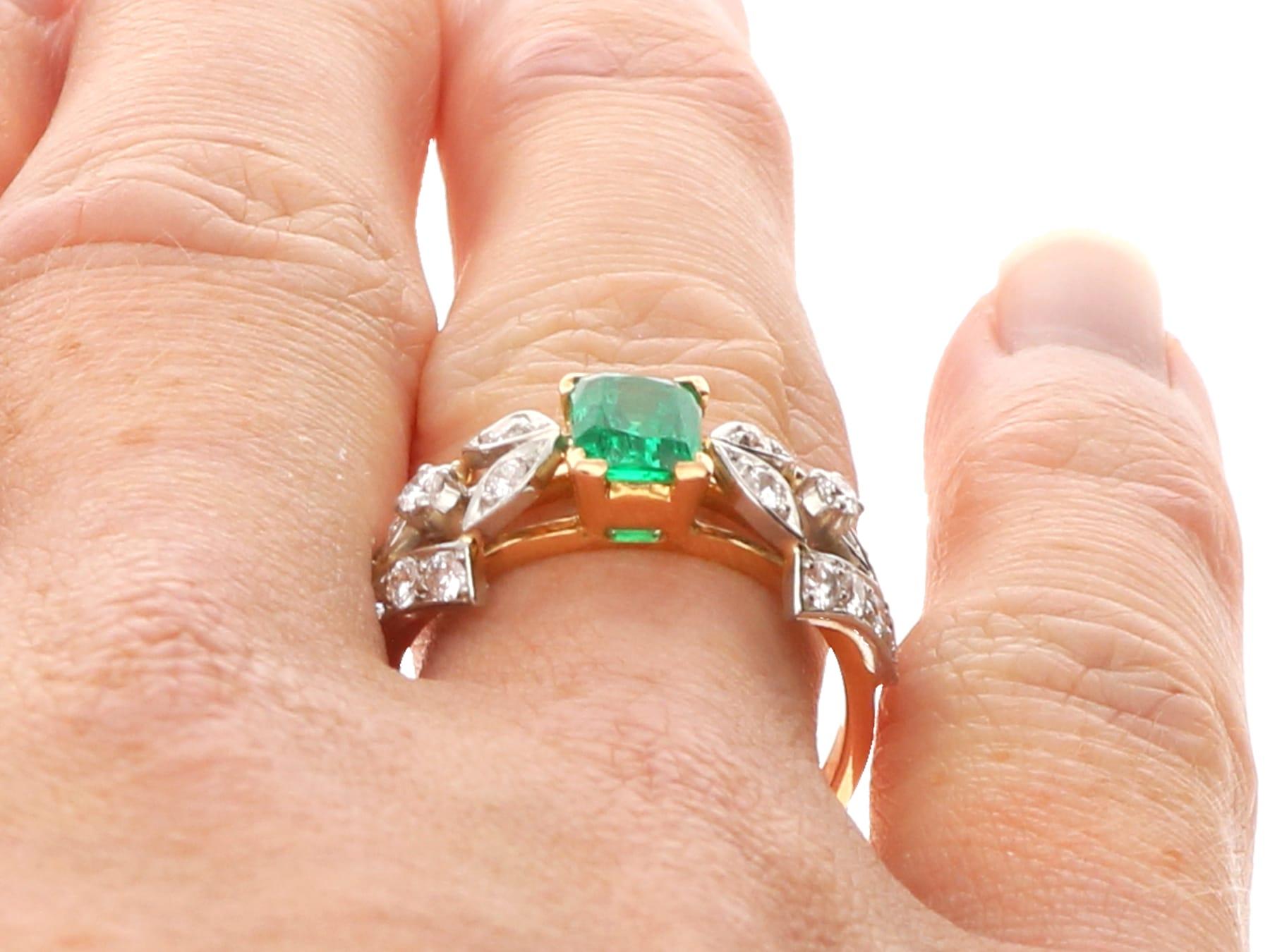 Vintage 0,65 Karat Smaragd 0,46 Karat Diamant 18k Gelbgold Ring CIRCA 1940 im Angebot 5