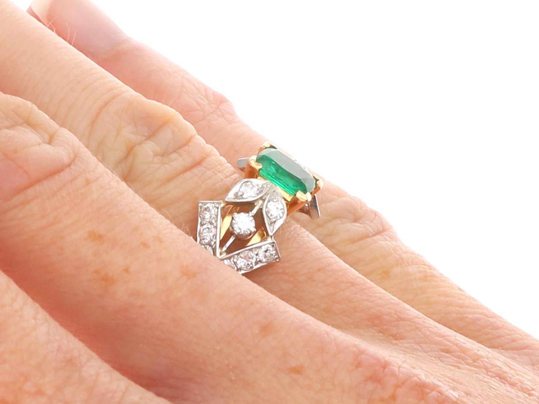 Vintage 0,65 Karat Smaragd 0,46 Karat Diamant 18k Gelbgold Ring CIRCA 1940 im Angebot 4