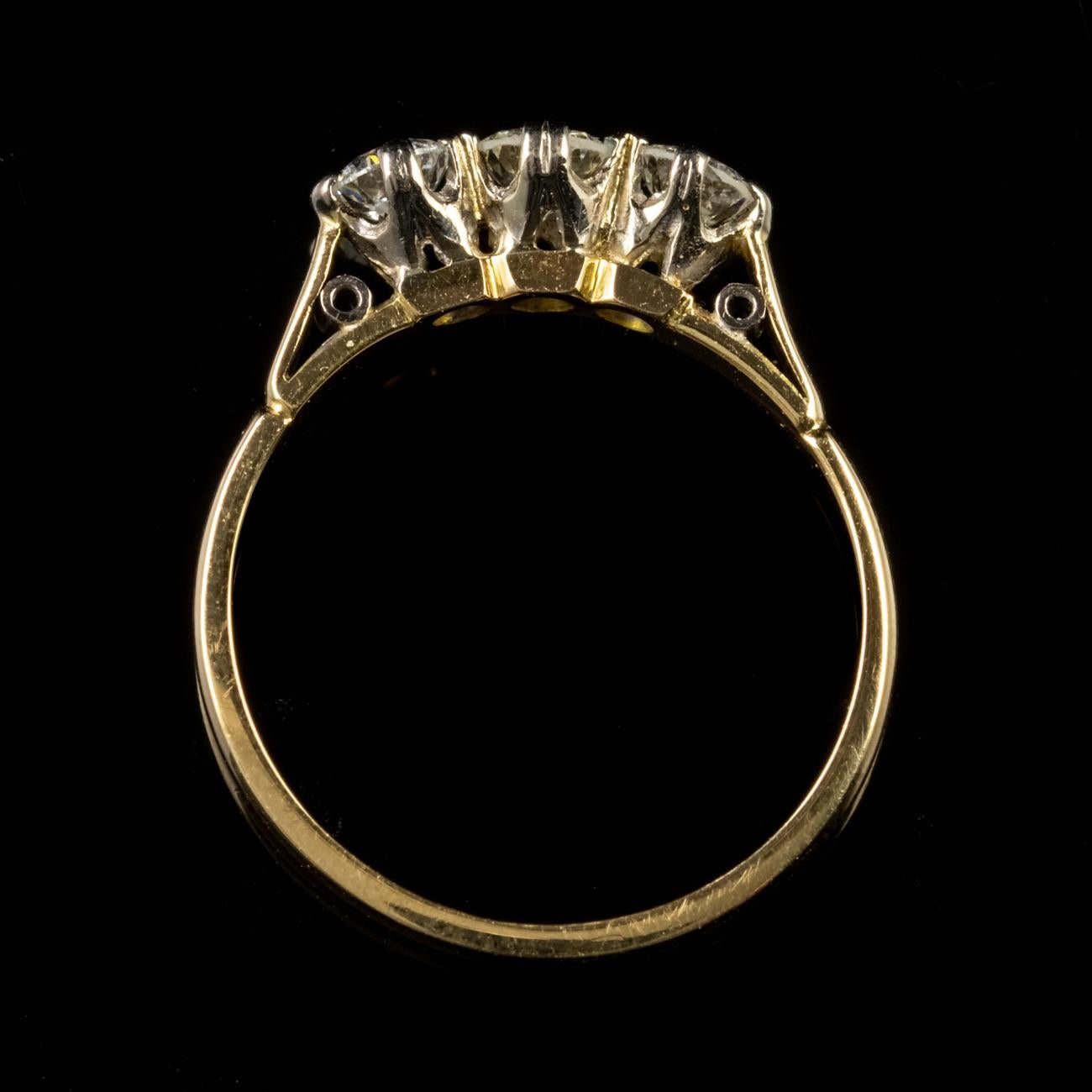 Women's Vintage 0.65 Carat Diamond Trilogy Engagement Ring 18 Carat Gold Dated 1987 For Sale