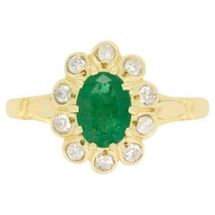 Vintage 0.65ct Emerald and Diamond Cluster Ring, c.1989