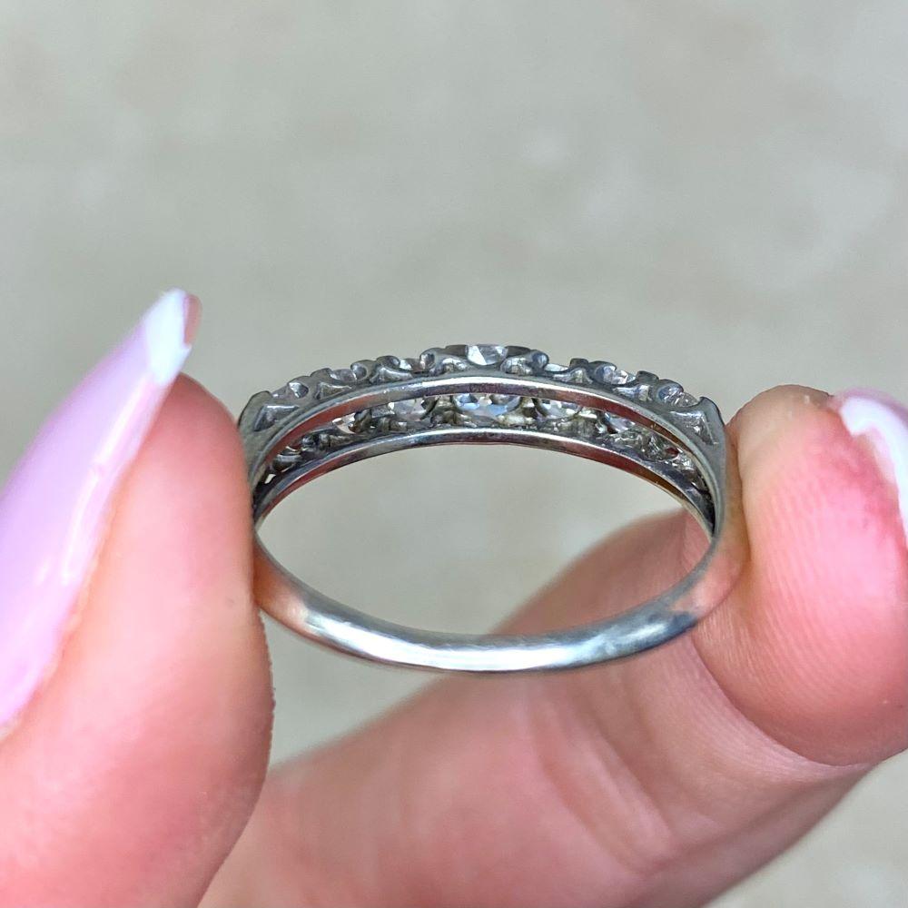 Vintage 0.65ct Old Mine Cut Diamond Engagement Ring, I Color, 14k White Gold 6