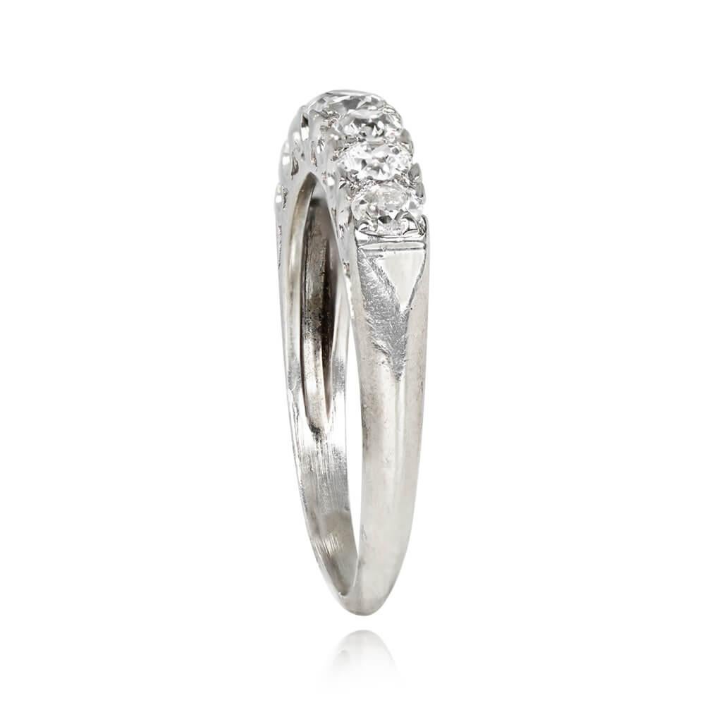 Art Deco Vintage 0.65ct Old Mine Cut Diamond Engagement Ring, I Color, 14k White Gold