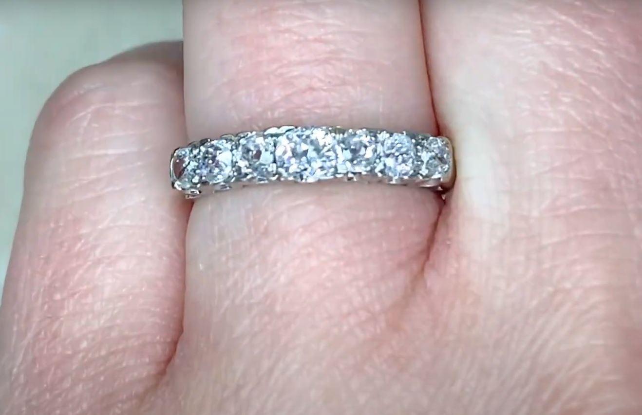 Women's Vintage 0.65ct Old Mine Cut Diamond Engagement Ring, I Color, 14k White Gold