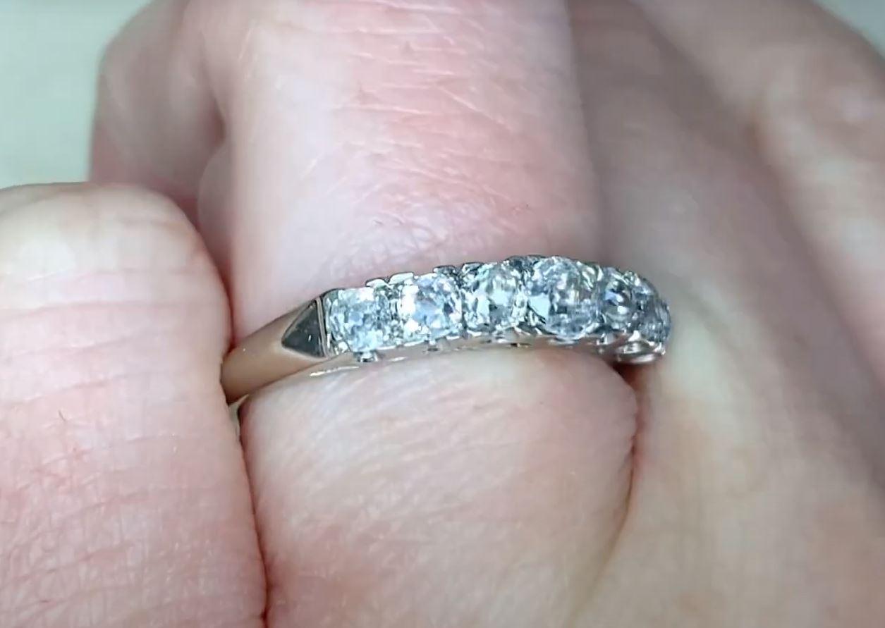 Vintage 0.65ct Old Mine Cut Diamond Engagement Ring, I Color, 14k White Gold 1