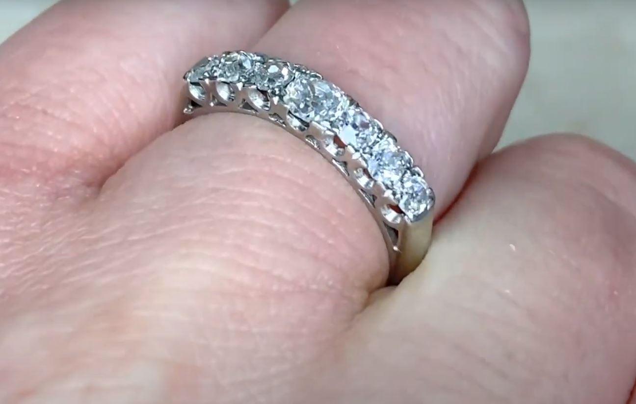 Vintage 0.65ct Old Mine Cut Diamond Engagement Ring, I Color, 14k White Gold 2