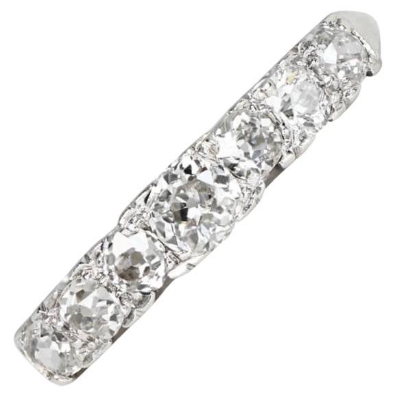 Vintage 0.65ct Old Mine Cut Diamond Engagement Ring, I Color, 14k White Gold