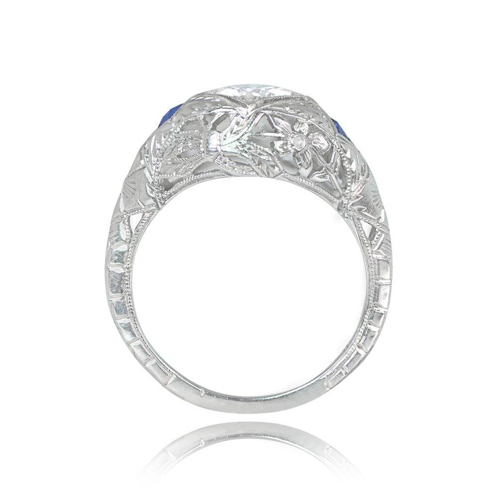Round Cut Vintage 0.65ct Round Brilliant Cut Diamond Engagement Ring, 18k White Gold For Sale