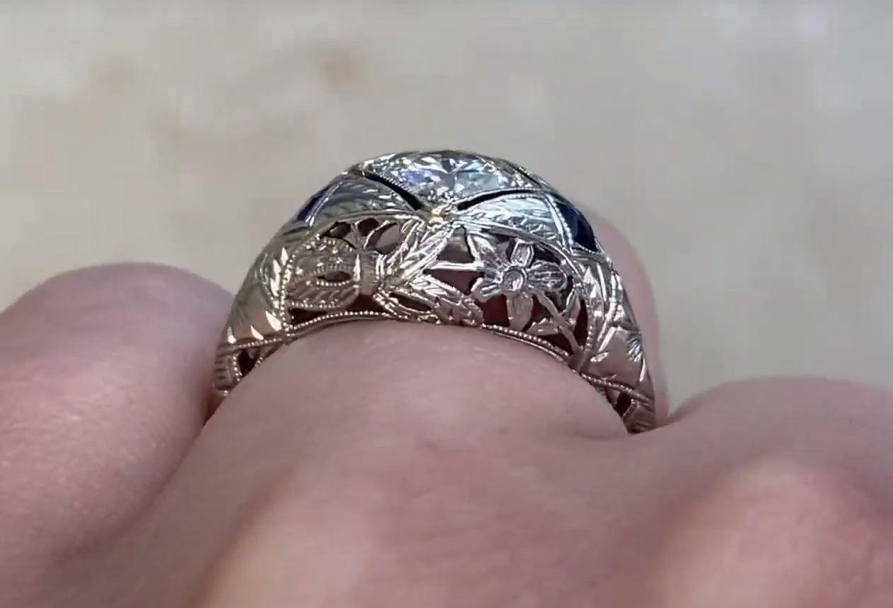 Vintage 0.65ct Round Brilliant Cut Diamond Engagement Ring, 18k White Gold For Sale 2
