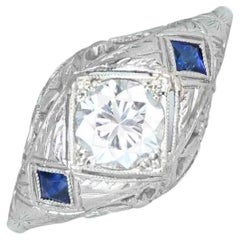 Vintage 0.65ct Round Brilliant Cut Diamond Engagement Ring, 18k White Gold