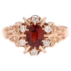 Vintage 0.65ctw Diamond and Garnet Cocktail Ring, 10k Yellow Gold, Ring Size 6.5