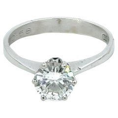 Vintage 0.68 Carats Round Brilliant Cut Diamond 14k White Gold Solitaire Ring
