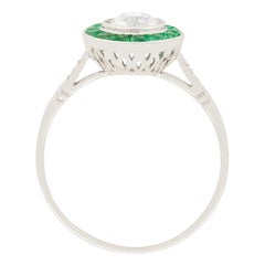 Vintage 0.68ct Diamond and Emerald Target Ring, c.1950s