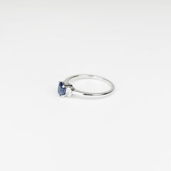 Vintage 0.69ct Sri Lanka Blue Sapphire Diamond Ring in 18K White Gold