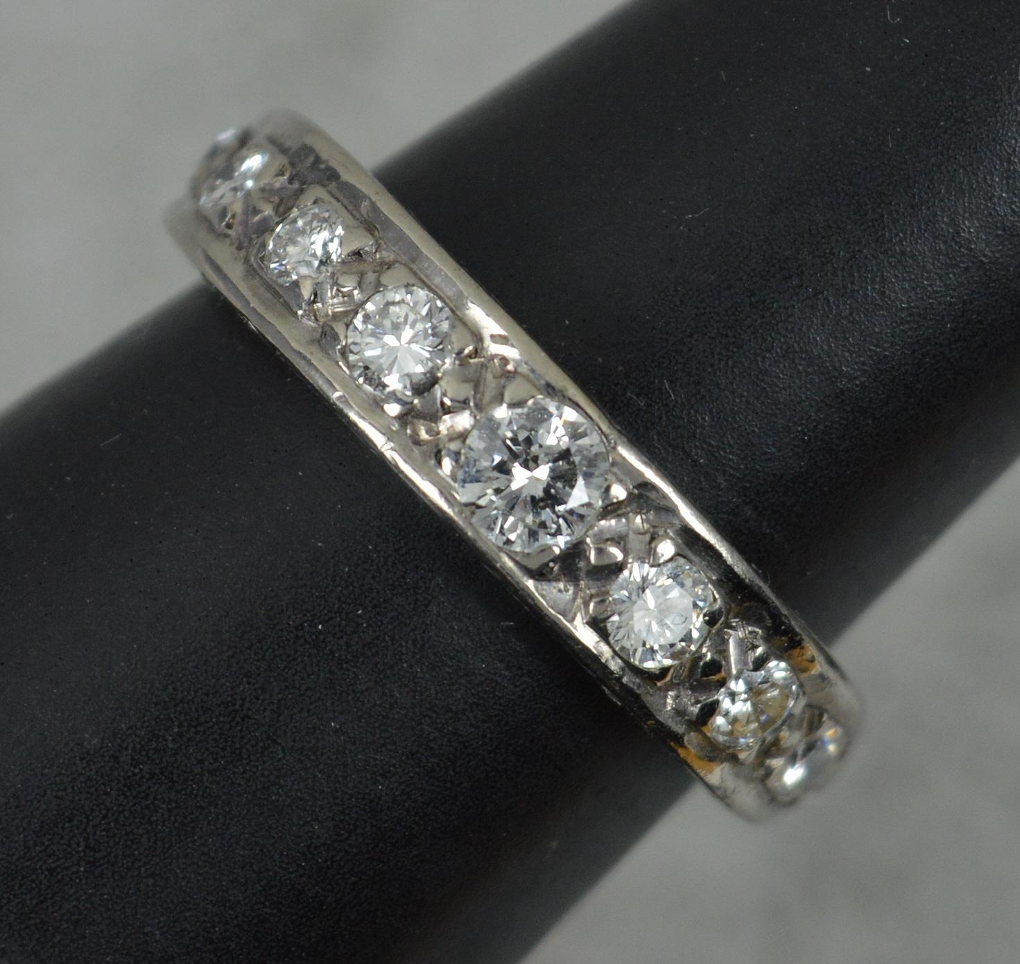 Vintage 0.6ct Diamond and 18ct White Gold Half Eternity Stack Ring 6