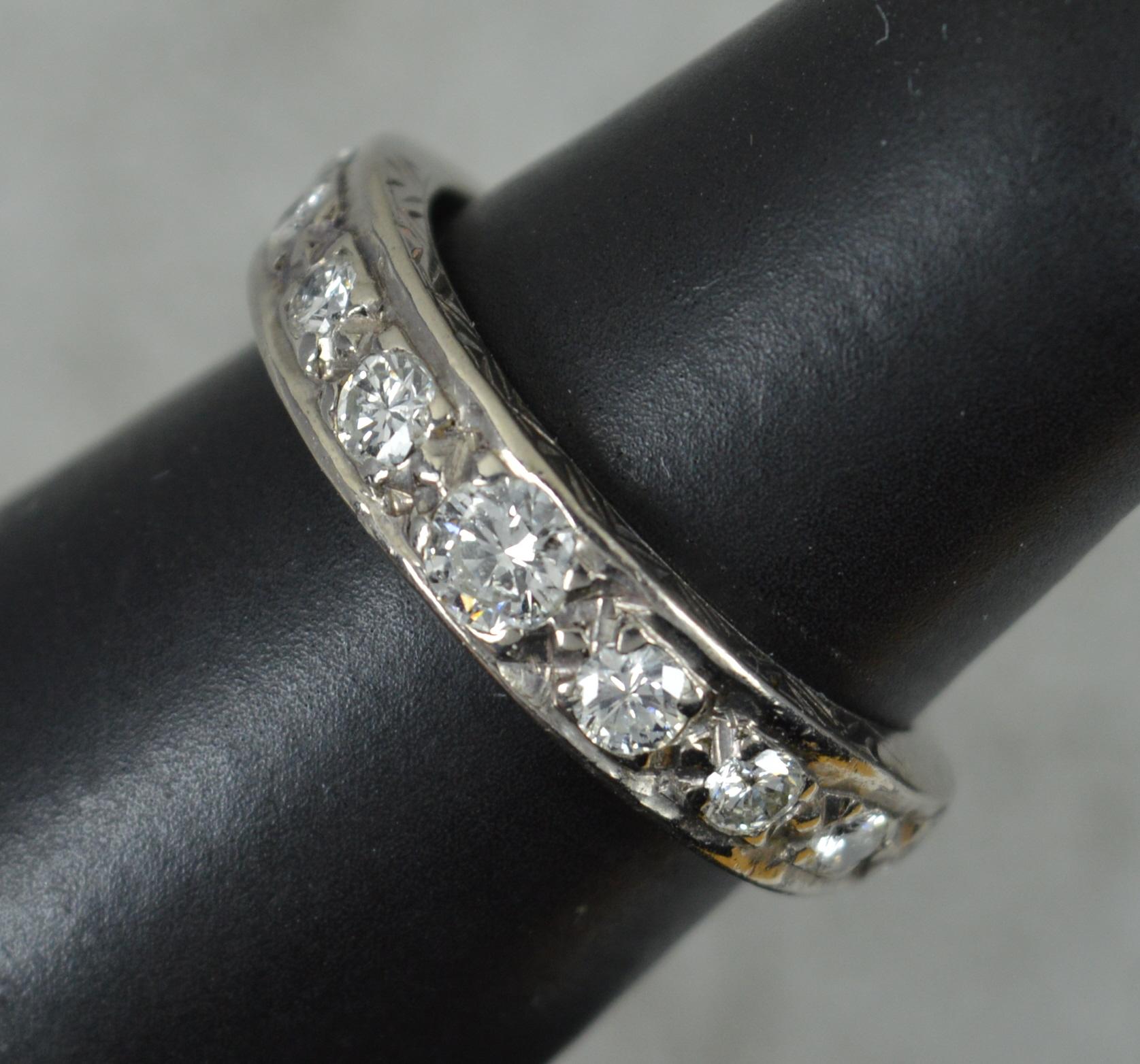 Vintage 0.6ct Diamond and 18ct White Gold Half Eternity Stack Ring For Sale 7