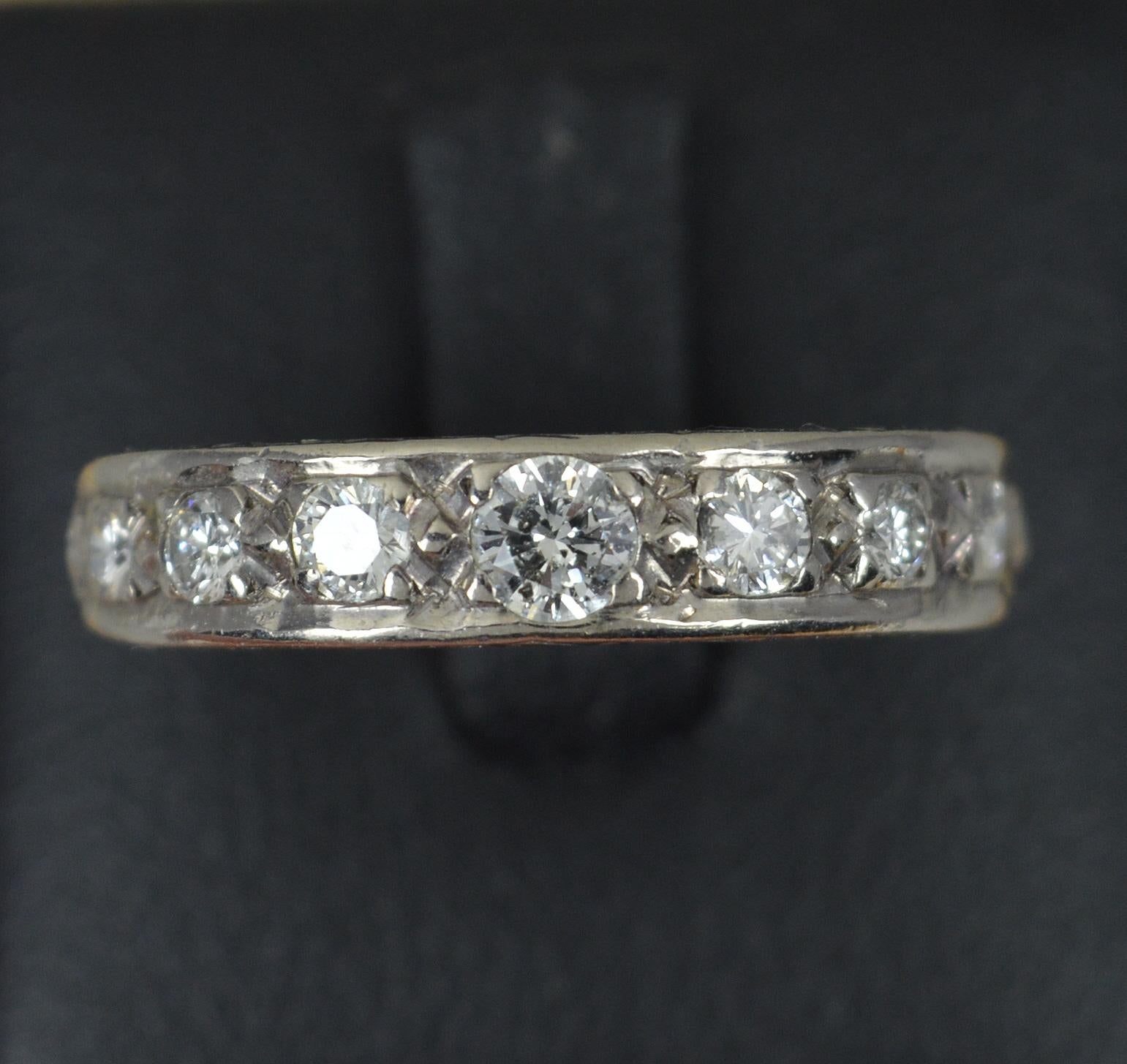 Vintage 0.6ct Diamond and 18ct White Gold Half Eternity Stack Ring 8