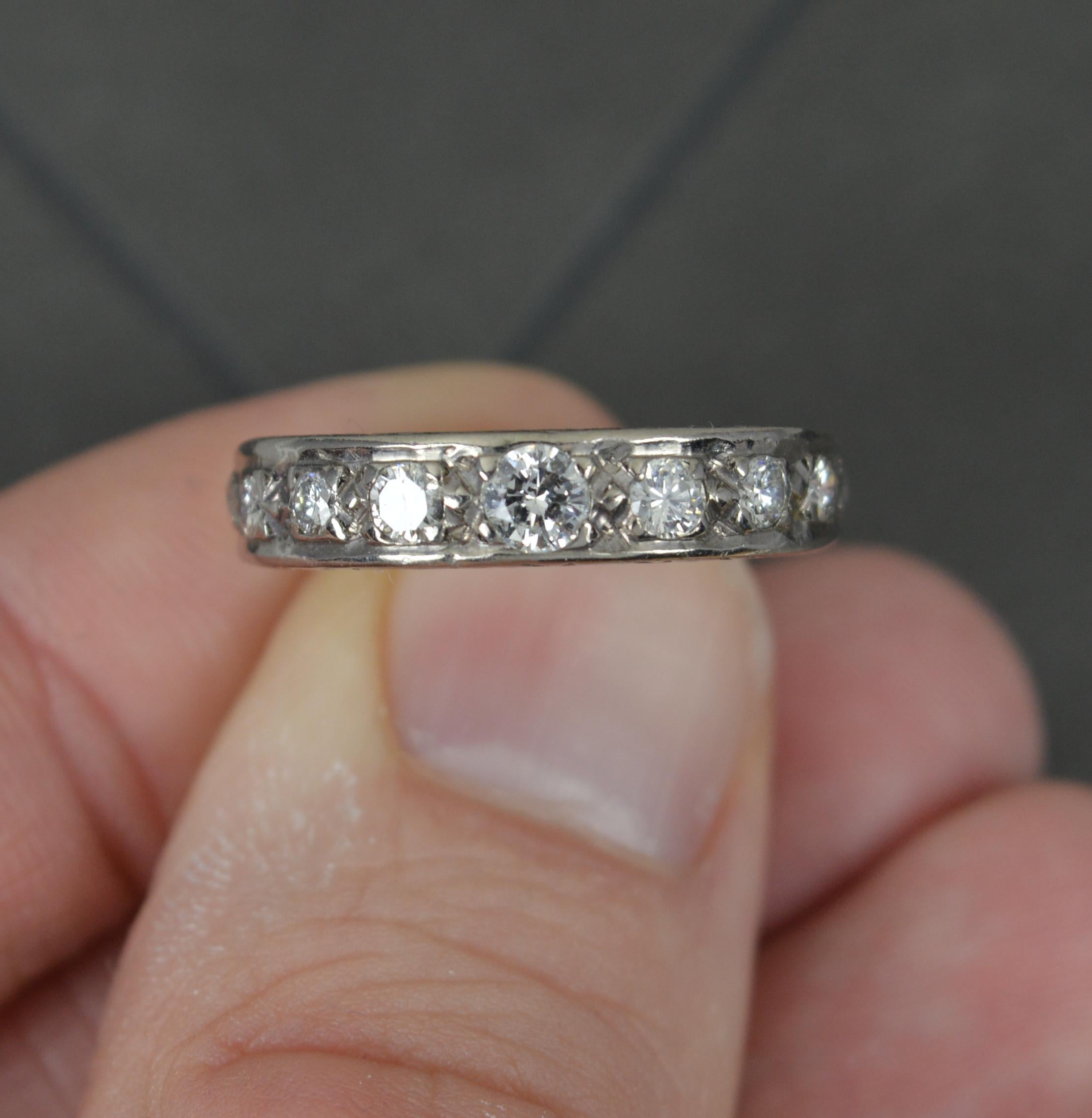 Vintage 0.6ct Diamond and 18ct White Gold Half Eternity Stack Ring For Sale 1