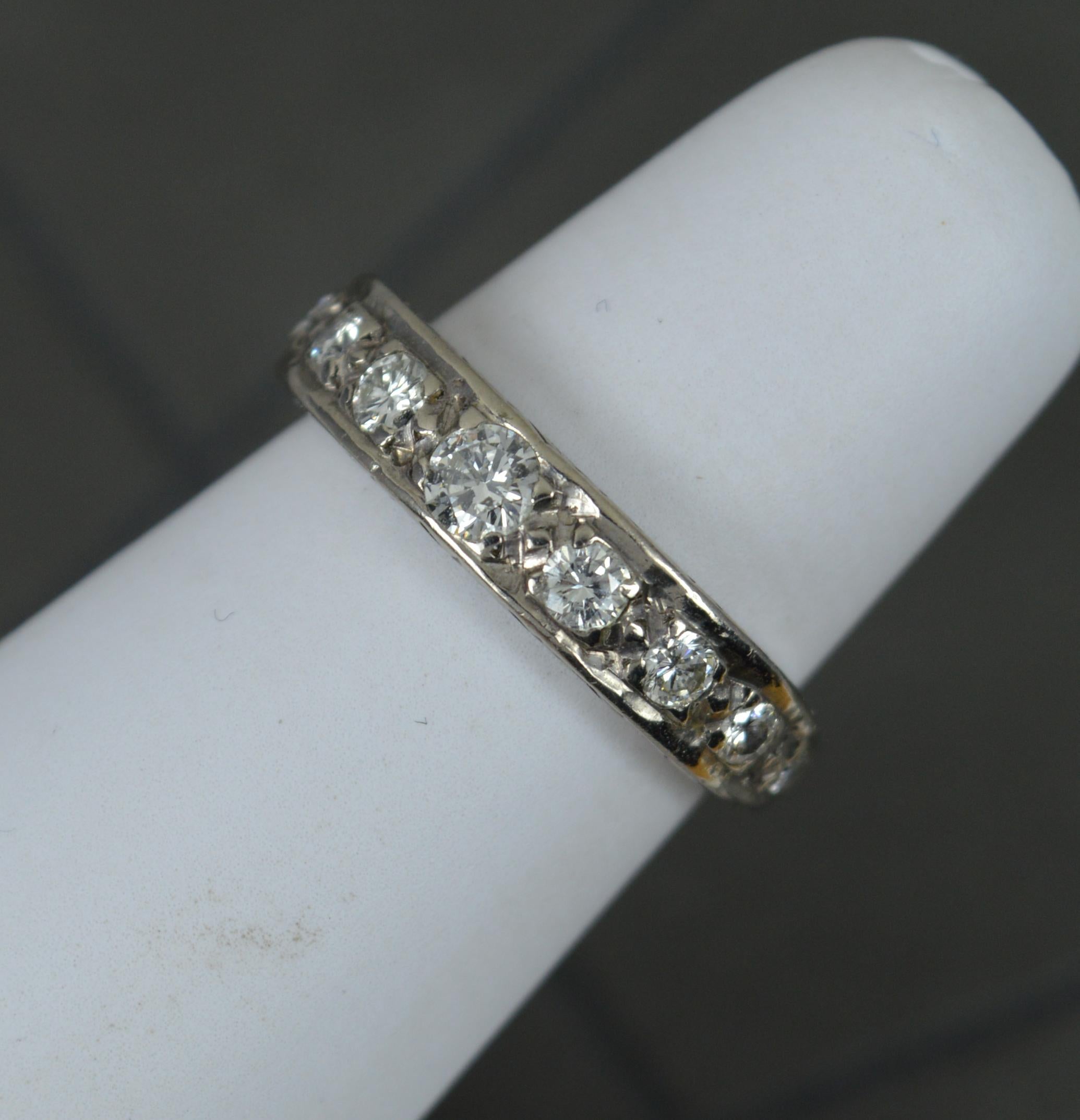 Vintage 0.6ct Diamond and 18ct White Gold Half Eternity Stack Ring 2