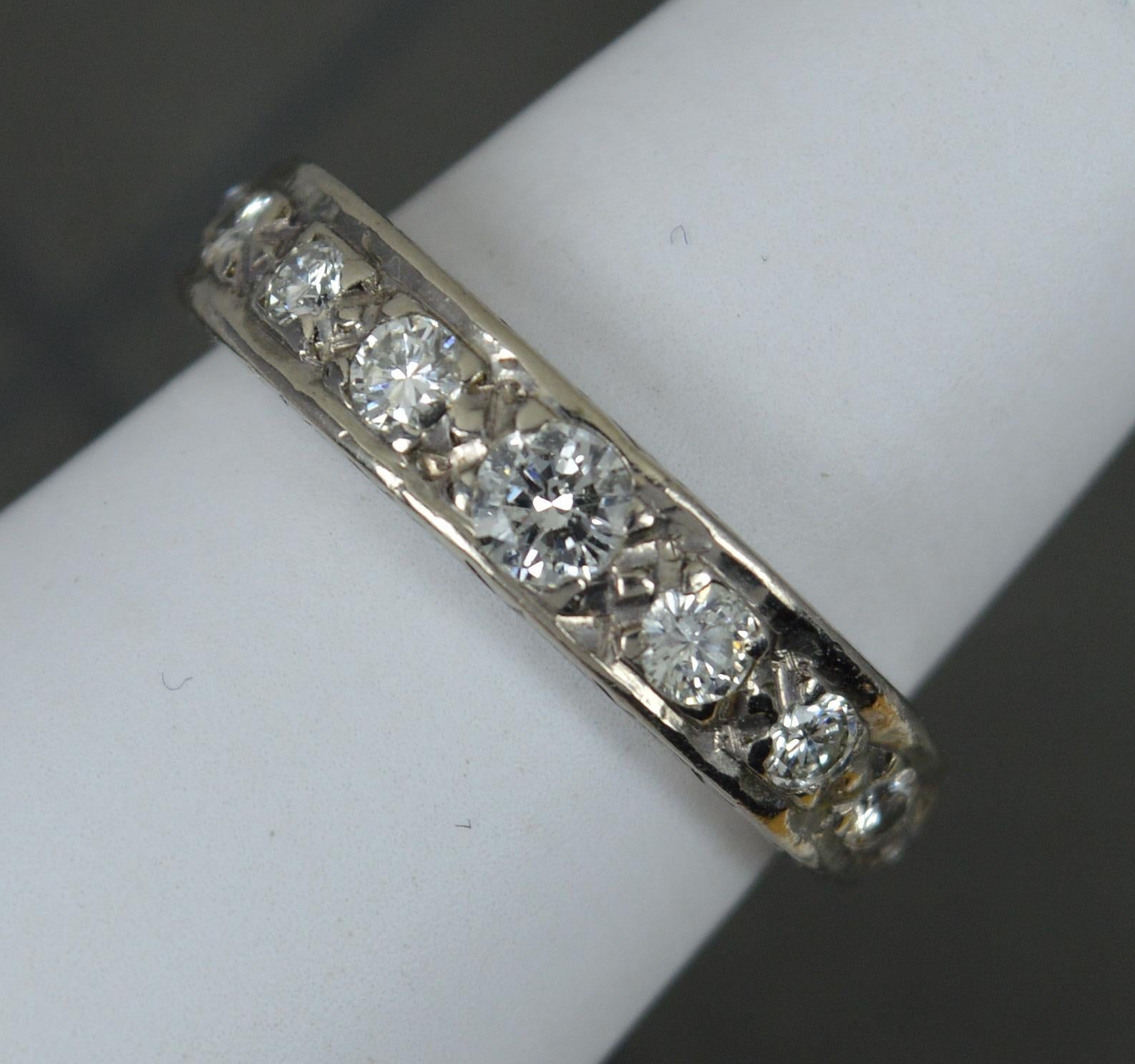 Vintage 0.6ct Diamond and 18ct White Gold Half Eternity Stack Ring For Sale 3