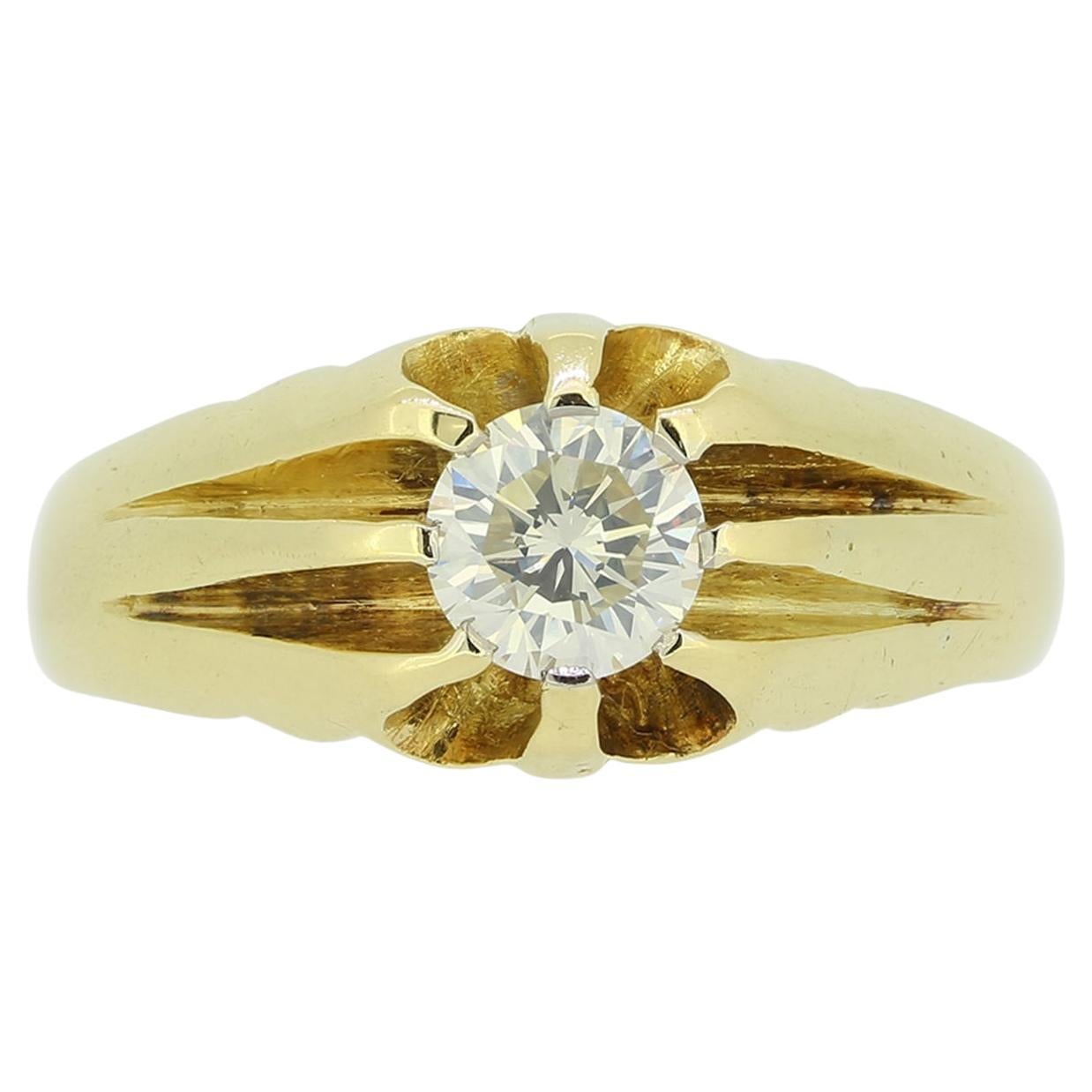 Vintage 0.70 Carat Brilliant Cut Diamond Gypsy Ring