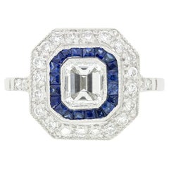Vintage 0.70ct Diamond and Sapphire Target Ring, c.1960s