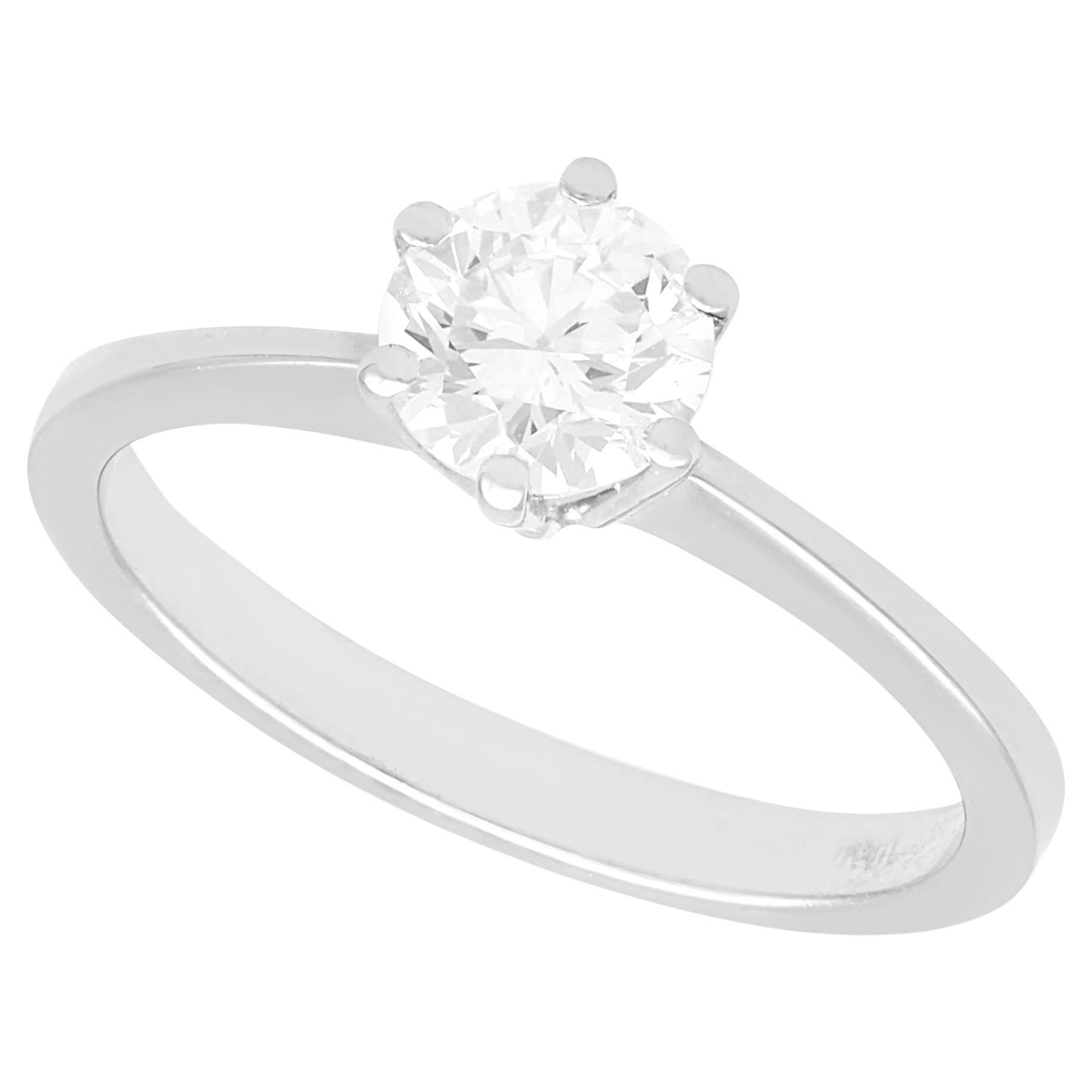 Vintage 0.72 Carat Diamond Solitaire Engagement Ring in 18k White Gold For Sale